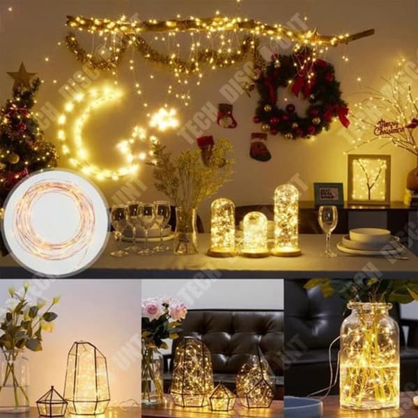 TD®-paket med 4 LED-slingor, vattentät batteridriven 100 lysdioder 10M, för bröllop Home Garden Christmas, (Rosa)