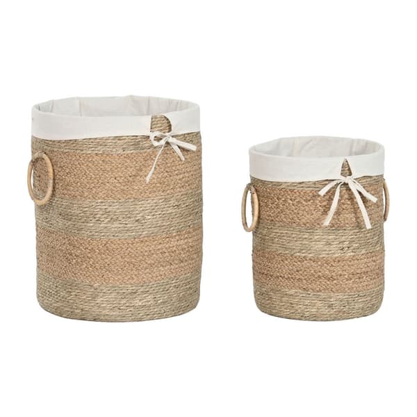 Korg - set Home ESPRIT Kräm Naturell Sjögräs Tropiskt (2 Delar)