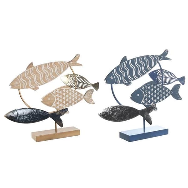 dekorativ figur 53 x 9 x 45 cm naturliga blå gyllene spiraler Medelhavet (2 enheter)
