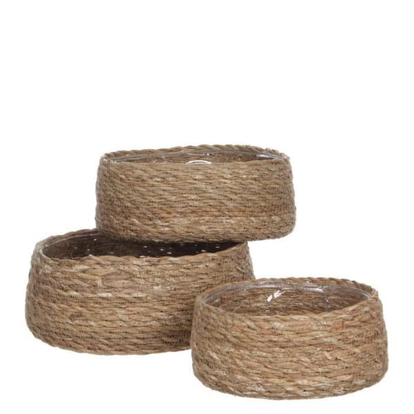 Dekorativ Korg - Mica Decorations - Atlantic - Set med 3 - Zostère - Ljusbrun - H10 x Ø26 cm