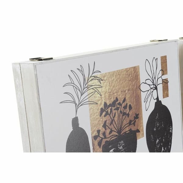 Koristerasia DKD Home Decor Valkoinen Musta Kullattu Puu MDF Moderni Maljakko (2 osaa)