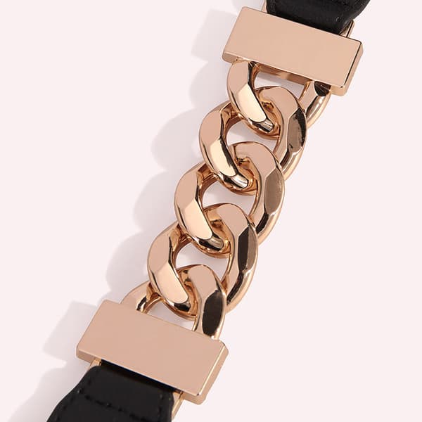 INF Elegant svart imitert skinn midjebelte for kvinner