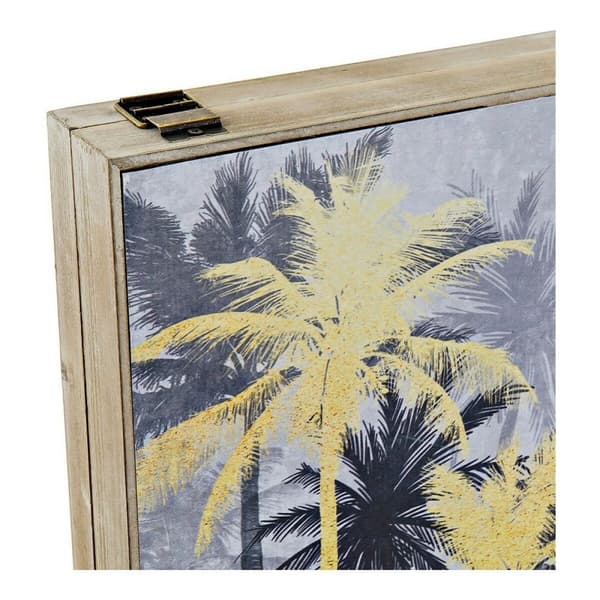 Koristerasia DKD Home Decor Musta Kullattu Puu MDF Palmut Trooppinen Tiski (2 osaa)