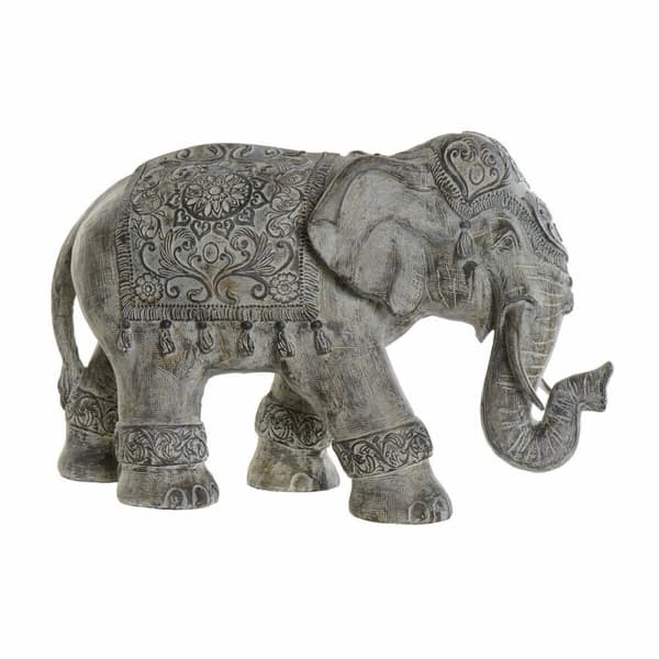 Dekorativ figur DKD Home Decor Beige Multifarvet Elefant Kolonistil 52 x 23 x 33 cm