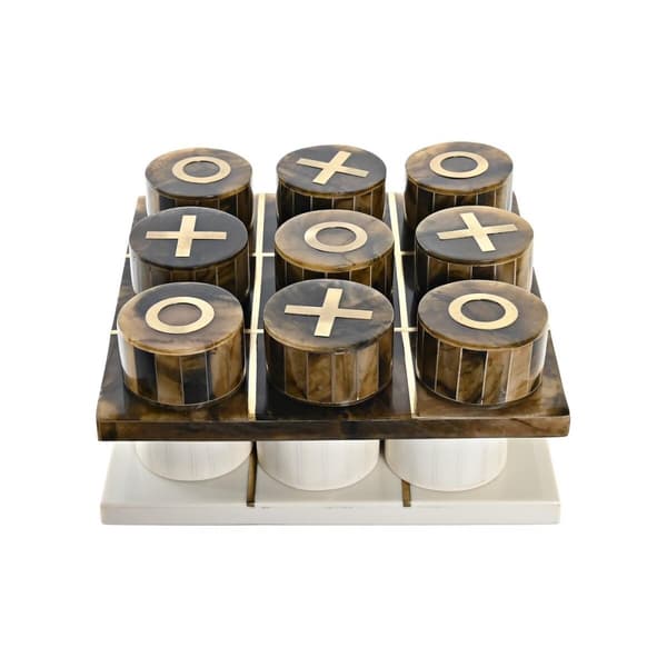 Koristehahmo DKD Home Decor Lautapeli 20,5 x 20,5 x 5 cm Valkoinen Meripihka Metallinen Moderni