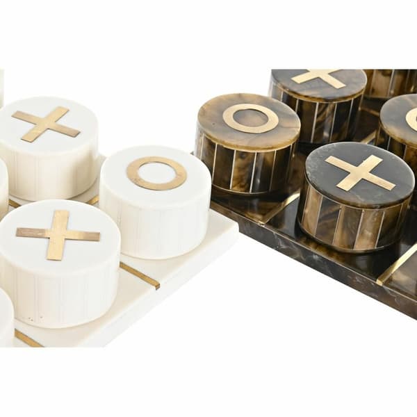 Koristehahmo DKD Home Decor Lautapeli 20,5 x 20,5 x 5 cm Valkoinen Meripihka Metallinen Moderni