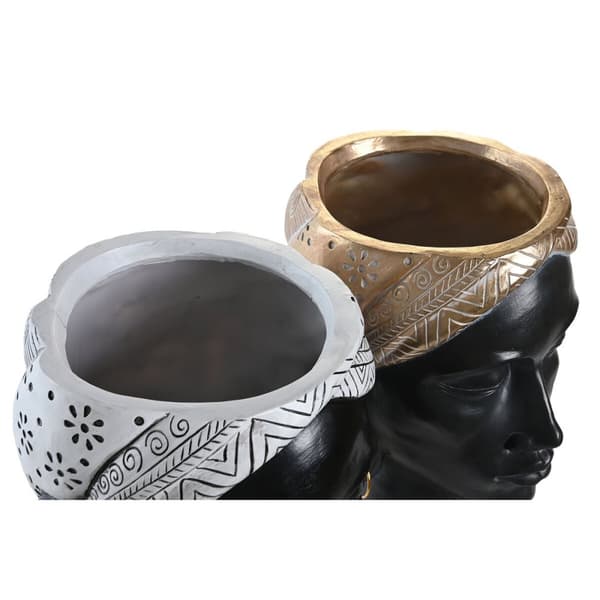Koristehahmo DKD Home Decor Hopeinen Kullattu Ruskea Hartsi Siirtomaatyylinen Afrikkalainen nainen (19,5 x 11 x 39,5 cm) (2 osaa
