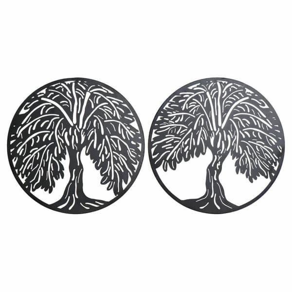 Vægdekoration DKD Home Decor Træ Metal (2 pcs) (40 x 1 x 40 cm)