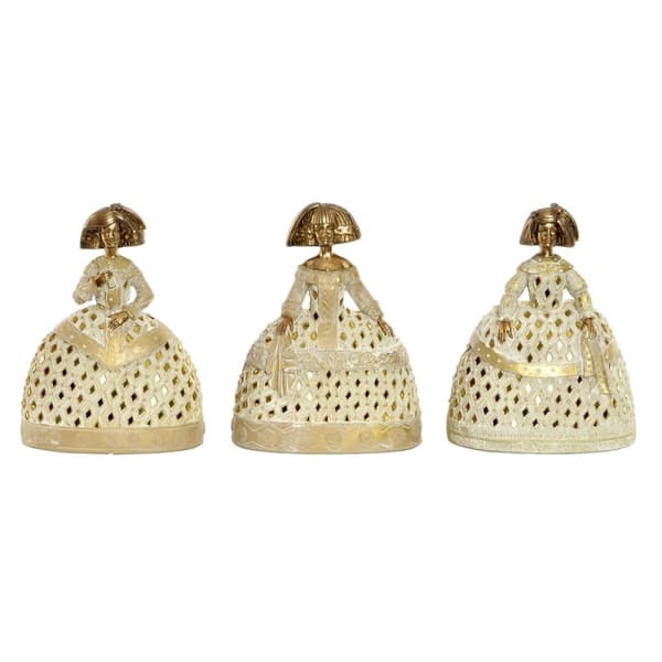 Dekorativ figur DKD Home Decor Spejl Beige Gylden Harpiks Dame Traditionel (18 x 13 x 23 cm) (3 enheder)