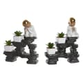 Miniatyrbild 1 av 3: Prydnadsfigur DKD Home Decor Svart Gyllene Vit Harts Munk Orientalisk (21 x 7,5 x 25 cm) (2 antal)