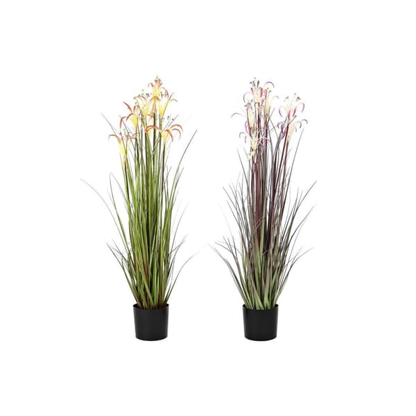 Dekorativ Plante DKD Home Decor Metall Oransje Burgunder PVC Liljer (25 x 25 x 88 cm) (2 enheter)