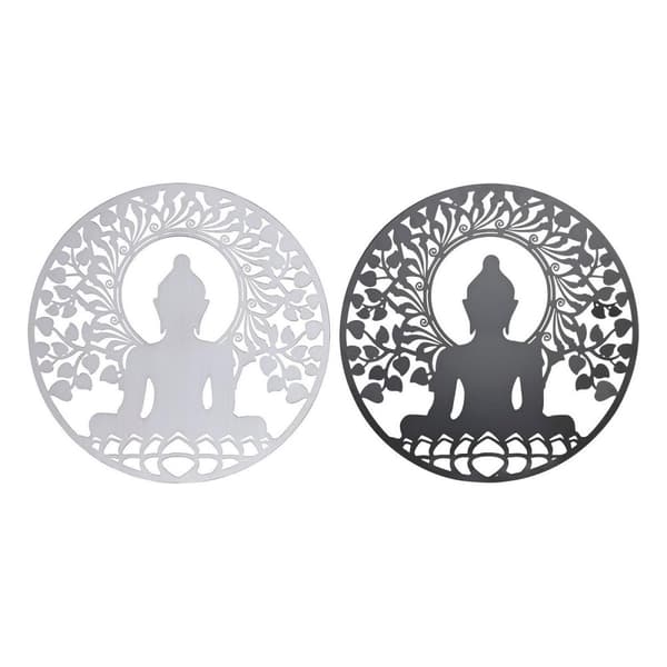 Veggpryd DKD Home Decor Metall Buddha (2 enheter) (60 x 1 x 60 cm)
