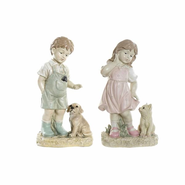 Dekorativ figur DKD Home Decor Blå Pink Harpiks Barn (26.5 x 16.5 x 44.5 cm) (2 pcs)