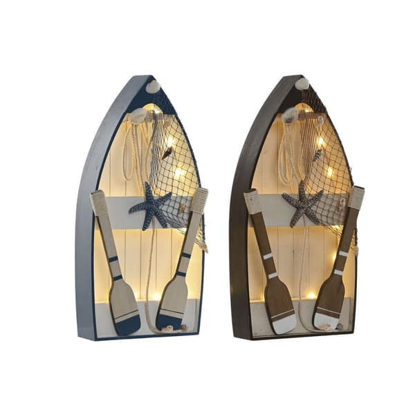 Prydnadsfigur Home ESPRIT Blå Vit Brun 20 x 7 x 40 cm (2 antal)