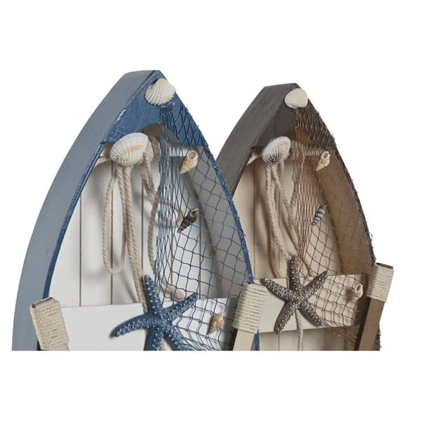 Prydnadsfigur Home ESPRIT Blå Vit Brun 20 x 7 x 40 cm (2 antal)