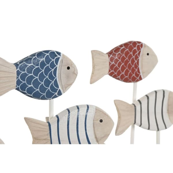 Prydnadsfigur Home ESPRIT Blå Vit Röd Fiskar 17 x 6 x 25 cm (2 antal)