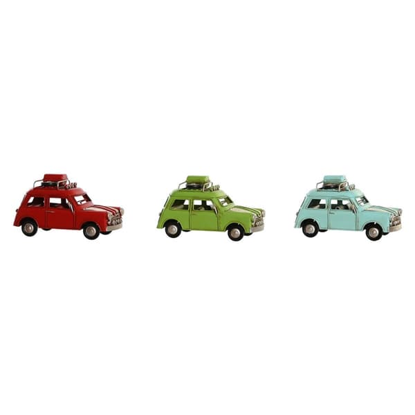 Koristehahmo DKD Home Decor Punainen Vihreä Taivaansininen Auto Vintage 16 x 7,5 x 9 cm (3 osaa)