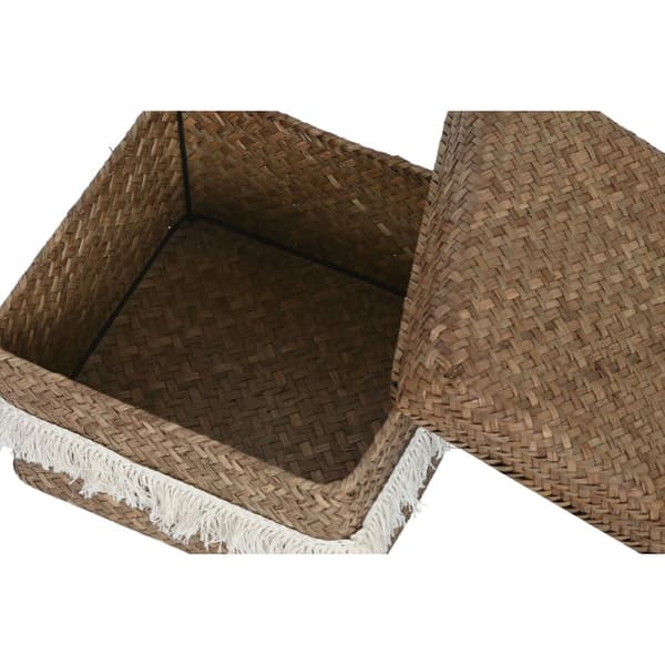Korg - set Home ESPRIT Vit Naturell Naturliga fibrer Boho Utsliten (4 Delar)