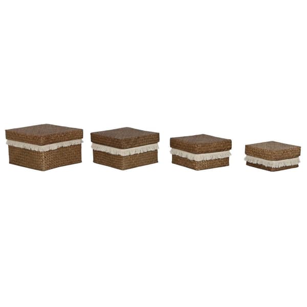 Korg - set Home ESPRIT Vit Naturell Naturliga fibrer Boho Utsliten (4 Delar)