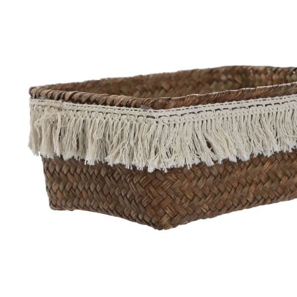 Kurvesæt Home ESPRIT Hvid Natur Naturlig fiber Boho Brugt (3 Dele)