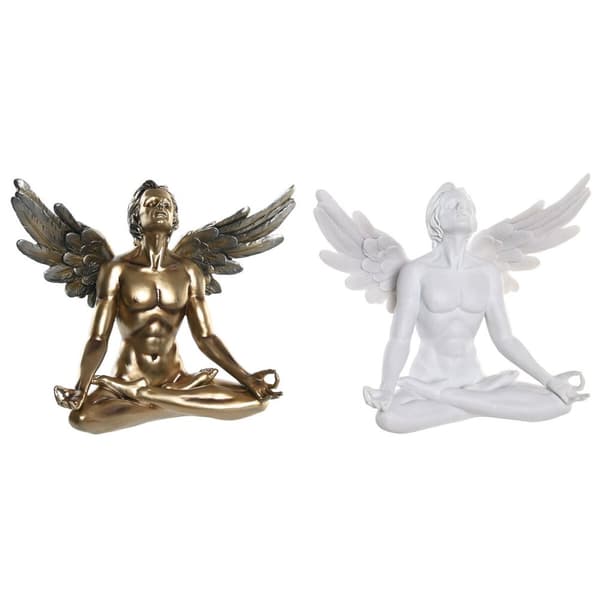 Prydnadsfigur DKD Home Decor Vit Gyllene Ängel Neoklassisk 31,5 x 17 x 26,5 cm (2 antal)