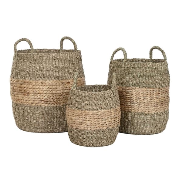 Korg - set Home ESPRIT Naturell Vattenhyacint Tropiskt (3 Delar)