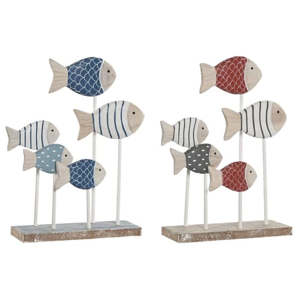 Dekorativ figur Home ESPRIT Blå Hvid Rød Fisk 17 x 6 x 25 cm (2 enheder)