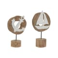 Miniatyrbillede 1 af 3: Dekorativ figur Home ESPRIT Hvid Natur Anker Skib Middelhavet 19 x 10 x 38 cm (2 enheder)