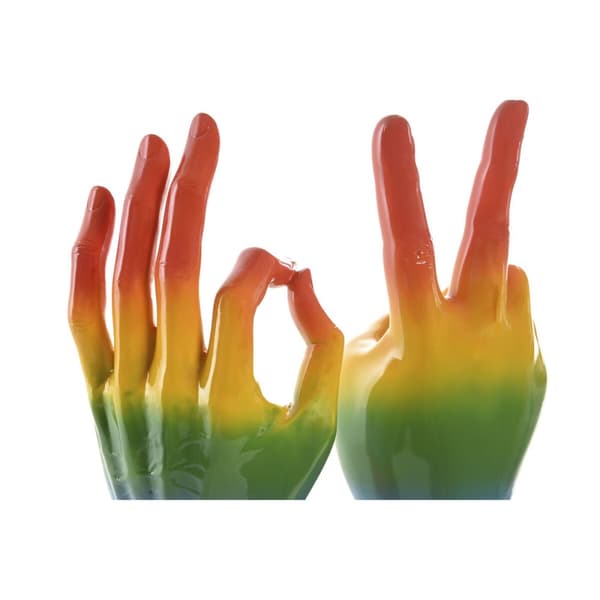 Prydnadsfigur Home ESPRIT Multicolour Hand 16 x 10 x 36 cm (2 antal)