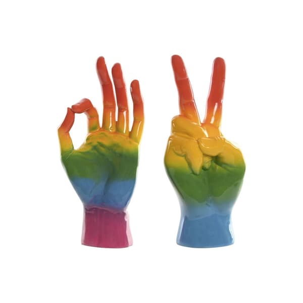 Prydnadsfigur Home ESPRIT Multicolour Hand 16 x 10 x 36 cm (2 antal)