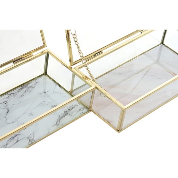 Smyckeskrin DKD Home Decor Gyllene Metall Glas 20 x 11 x 5 cm 22 x 12 x 7 cm (2 antal)