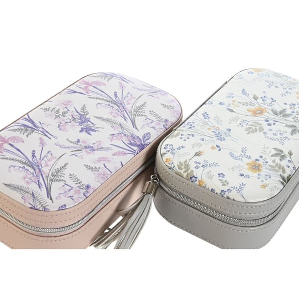 Smyckeskrin DKD Home Decor Vit Grå Lila Ljusrosa Polyuretan Speglar 18,5 x 10 x 5 cm (2 antal)