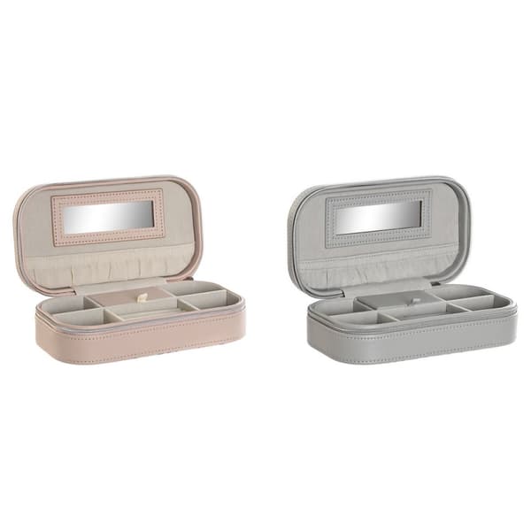 Smyckeskrin DKD Home Decor Vit Grå Lila Ljusrosa Polyuretan Speglar 18,5 x 10 x 5 cm (2 antal)