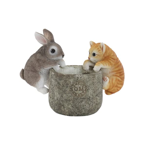 Koristehahmo Home ESPRIT Valkoinen Ruskea Harmaa Oranssi eläimet 9 x 9 x 15,5 cm (3 osaa)
