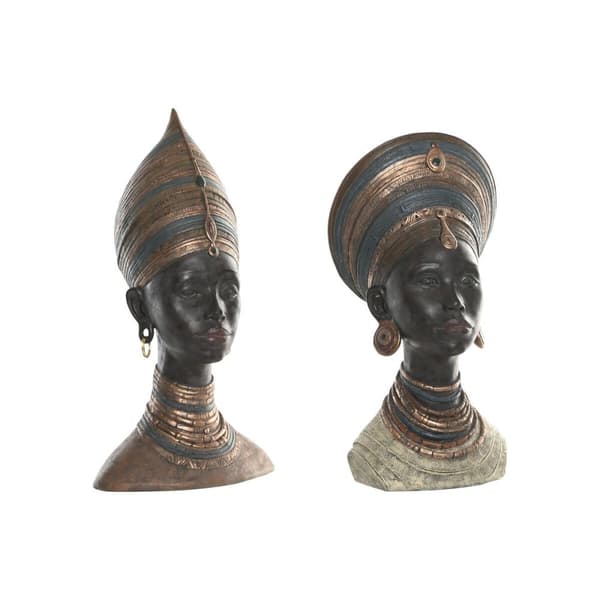 Koristehahmo Home ESPRIT Ruskea Afrikkalainen nainen 30 x 20 x 53 cm (2 osaa)