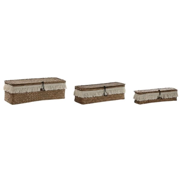 Korg - set Home ESPRIT Vit Naturell Naturliga fibrer Boho Utsliten (3 Delar)