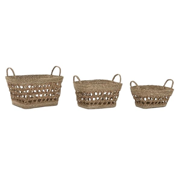 Korg - set Home ESPRIT Naturell Sjögräs Tropiskt (3 Delar)