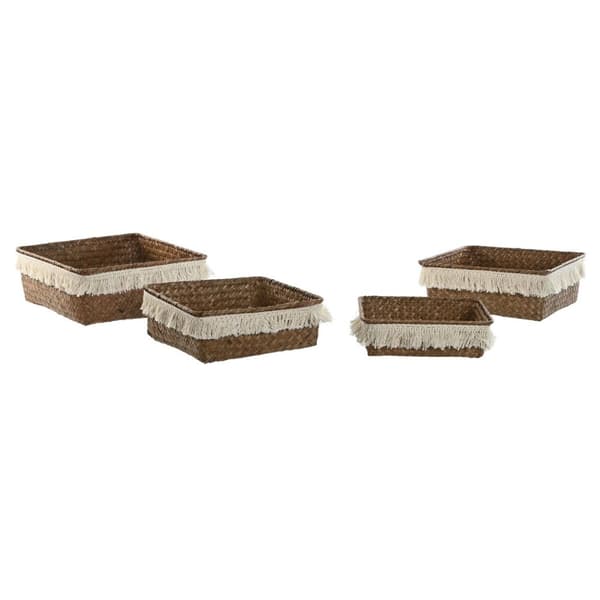 Korg - set Home ESPRIT Vit Naturell Naturliga fibrer Boho Utsliten (4 Delar)