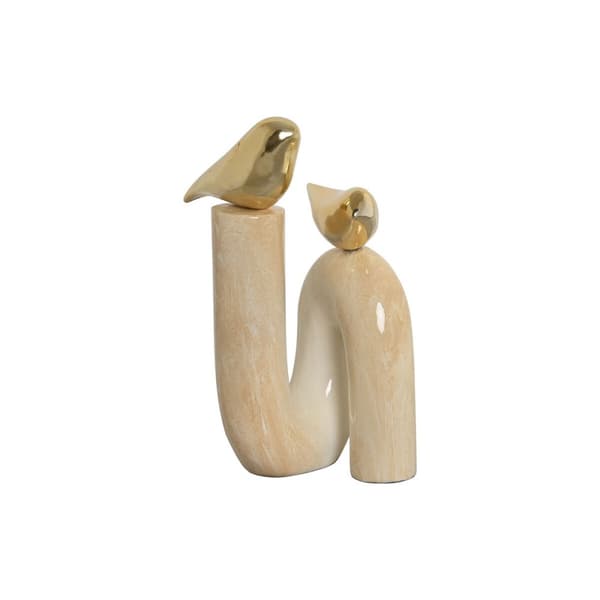 Prydnadsfigur Home ESPRIT Gyllene Elfenben Fåglar Romantisk 19 x 11,5 x 27 cm