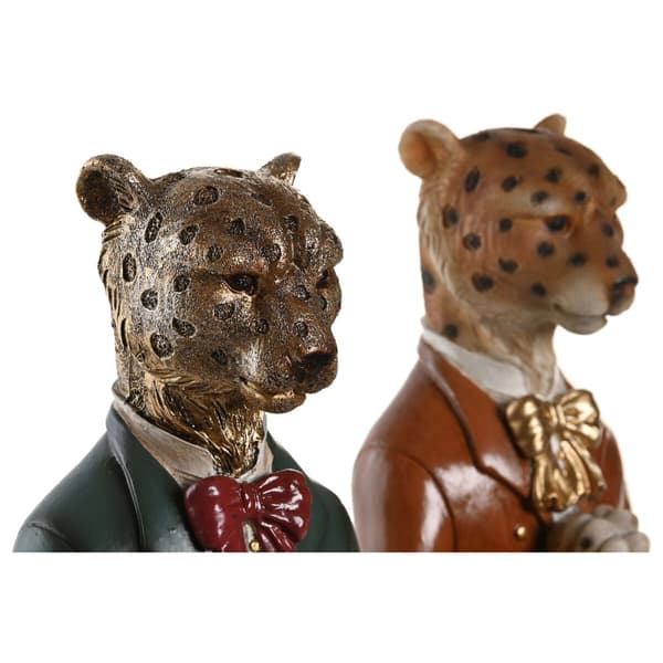 Dekorativ figur DKD Home Decor Blå Brun Gylden Leopard 16 x 9,5 x 23 cm (2 enheder)