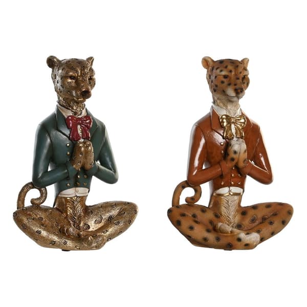 Dekorativ figur DKD Home Decor Blå Brun Gylden Leopard 16 x 9,5 x 23 cm (2 enheder)