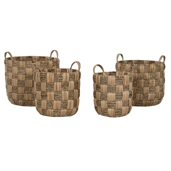 Kurvesæt Home ESPRIT Natur Metal Vand-hyciant Boho (4 Dele)
