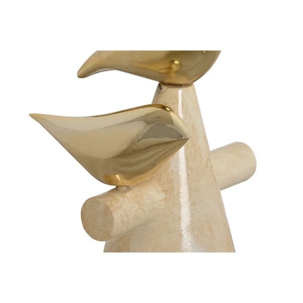 Dekorativ figur Home ESPRIT Gylden Elfenben Fugle Romantisk 16,5 x 14 x 27 cm