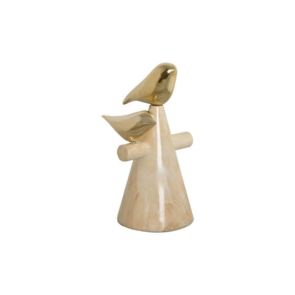 Dekorativ figur Home ESPRIT Gylden Elfenben Fugle Romantisk 16,5 x 14 x 27 cm