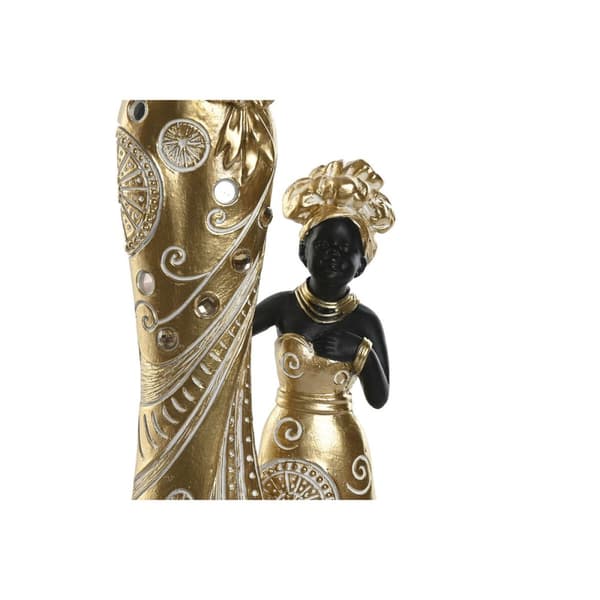 Dekorativ figur Home ESPRIT Hvid Sort Gylden Afrikansk kvinde 10 x 7 x 31 cm (2 enheder)