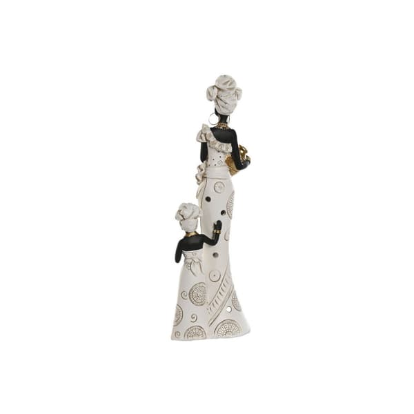 Dekorativ figur Home ESPRIT Hvid Sort Gylden Afrikansk kvinde 10 x 7 x 31 cm (2 enheder)
