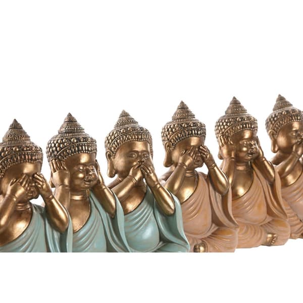 Dekorativ figur Home ESPRIT Grøn Pink Gylden Buddha Orientalsk 11 x 9 x 17 cm (6 enheder)