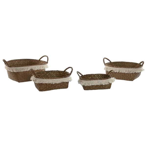 Korg - set Home ESPRIT Vit Naturell Naturliga fibrer Boho Utsliten (4 Delar)