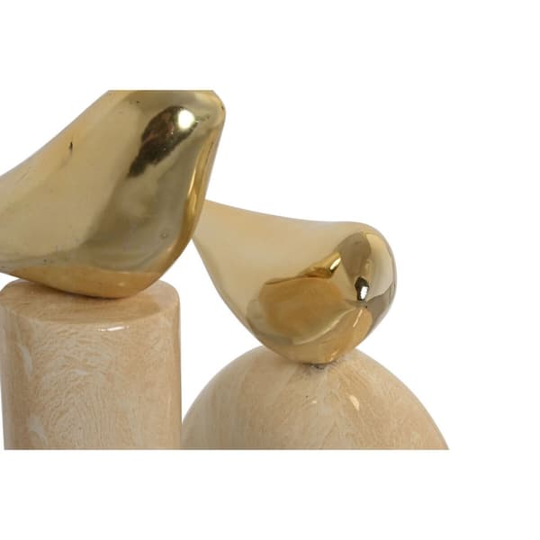 Prydnadsfigur Home ESPRIT Gyllene Elfenben Fåglar Romantisk 19 x 11,5 x 27 cm