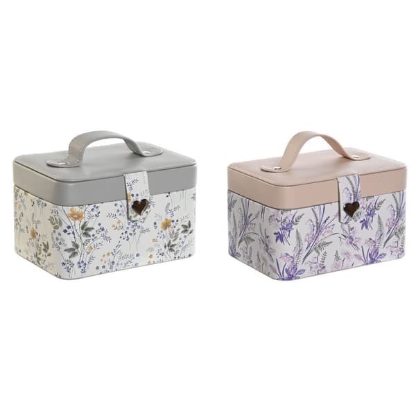 Smyckeskrin DKD Home Decor Vit Grå Lila Ljusrosa Polyuretan Speglar 17 x 12 x 10 cm (2 antal)